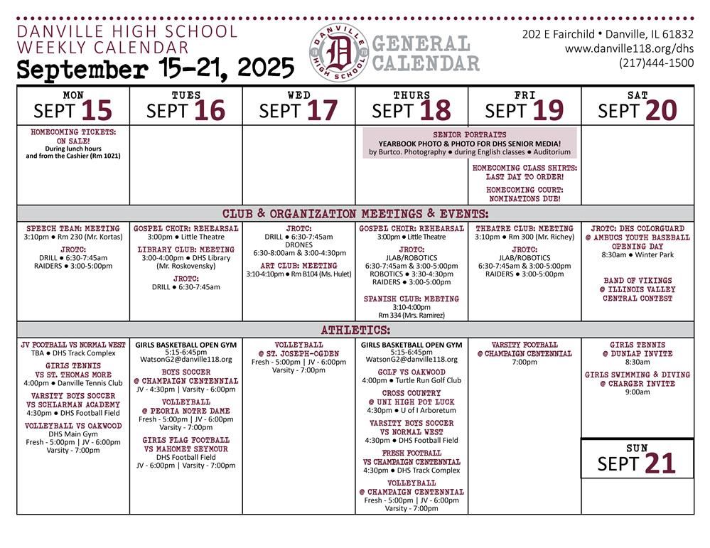  General Calendar